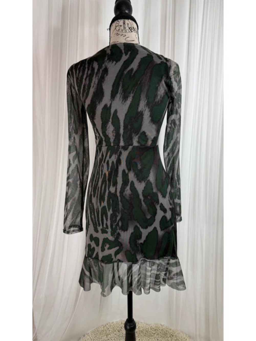 PrettyLittleThing Mesh Animal Print Mini Dress US 2 681